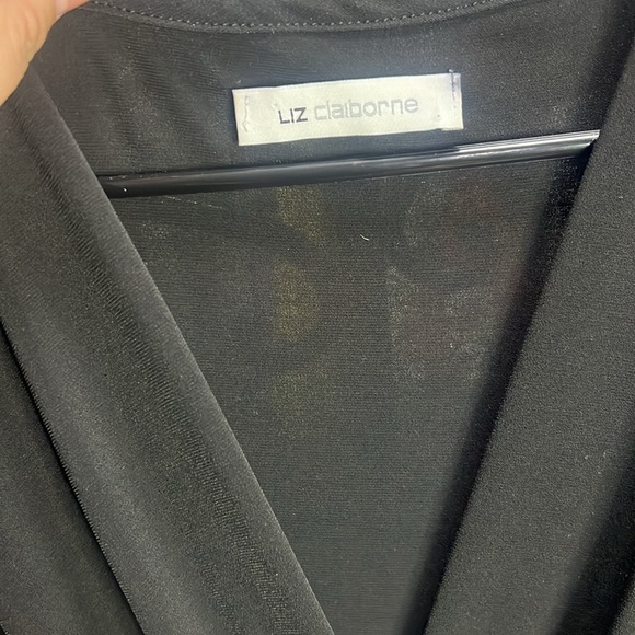 LIZ CLAIBORNE Black Dress Sleeveless Wrap Blouse V-Neck Formal Dress size Small - Picture 3 of 7